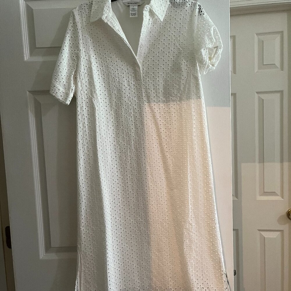 White eyelet Shirt Dress